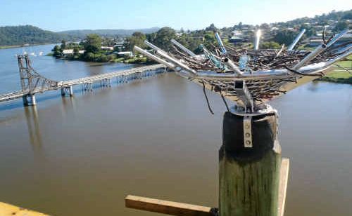 The new artificial osprey nest near the McFarlane Bridge. The new artificial osprey nest near the McFarlane Bridge.